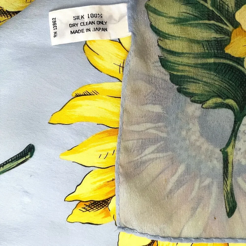 Vintage Diane Von Furstenberg Sunflower DVF Signed Lightweight Silk Square Scarf